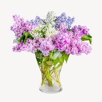 Pastel vase lilacs  isolated image on white