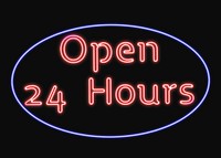 Open 24 hours collage element psd