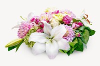 Fresh flower bouquet isolated image on white