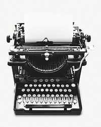 Black typewriter, isolated image