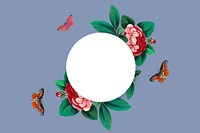Round shape on floral background, vintage spring design