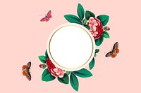 Round shape with flower illustration on pastel background