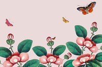 Vintage flower border illustration on blank background
