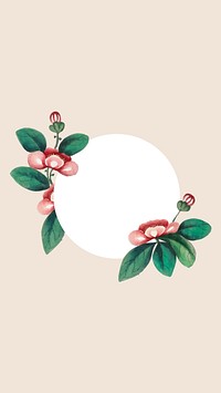 Vintage mobile wallpaper, simple round shape and flower design