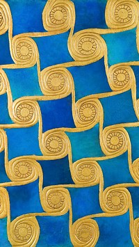 iPhone wallpaper, Egyptian's gold & blue pattern. Remixed by rawpixel.