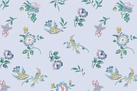 Vintage flower pattern, blue background. Remixed by rawpixel.