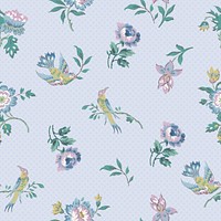 Vintage flower pattern, blue background psd. Remixed by rawpixel. 