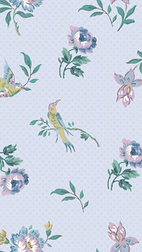 Vintage flower pattern mobile wallpaper. Remixed by rawpixel.