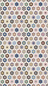 Floral pattern quilt  iPhone wallpaper. Remixed by rawpixel.