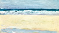 Vintage summer beach painting background. Remixed by rawpixel.