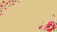 Brown desktop wallpaper, poppy flower border. Remixed by rawpixel.