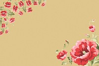 Poppy flower border, brown background. Remixed by rawpixel.