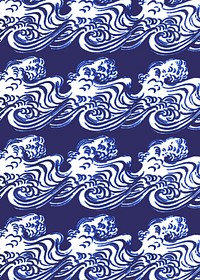 Japanese waves pattern, blue background. Remixed by rawpixel.