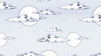 Blue desktop wallpaper, Japanese moon pattern. Remixed by rawpixel.