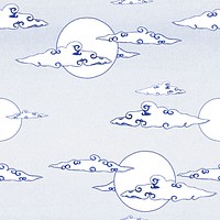 Japanese moon pattern, blue background. Remixed by rawpixel.