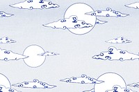 Japanese moon pattern, blue background. Remixed by rawpixel.