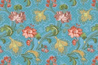 Vintage floral embossed pattern, blue background. Remixed by rawpixel.