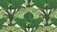 Green flower pattern background. Remixed by rawpixel.