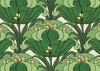 Green flower pattern background. Remixed by rawpixel.