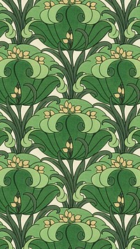 Green flower pattern mobile wallpaper. Remixed by rawpixel.