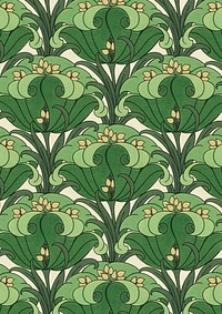 Green flower pattern background. Remixed by rawpixel.