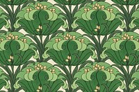 Green flower pattern background. Remixed by rawpixel.