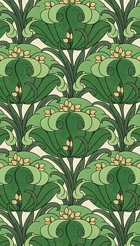 Green flower pattern iPhone wallpaper. Remixed by rawpixel.