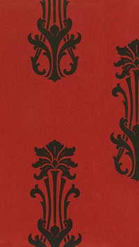 Abstract red pattern iPhone wallpaper,  staggered anthemion. Remixed by rawpixel.