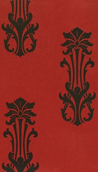 Abstract red pattern mobile wallpaper,  staggered anthemion. Remixed by rawpixel.