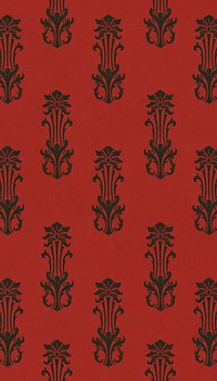 Abstract red pattern mobile wallpaper,  staggered anthemion. Remixed by rawpixel.