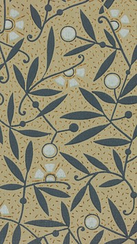 Vintage leaf pattern iPhone wallpaper. Remixed by rawpixel.