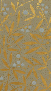 Gold leaf pattern mobile wallpaper. Remixed by rawpixel.