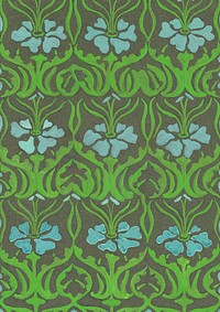 Vintage floral pattern, green background. Remixed by rawpixel.