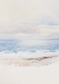 Beach landscape painting background. Remixed by rawpixel.