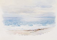 Beach landscape painting background. Remixed by rawpixel.