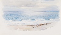 Beach landscape painting background. Remixed by rawpixel.