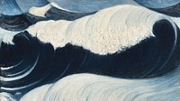 Japanese waves painting desktop wallpaper. Remixed by rawpixel.