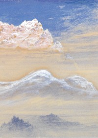 Mountain landscape illustration background, blue sky. Remixed by rawpixel.