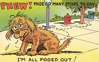 Phew! Made so many stops to-day- I'm all pooed out! (1930–1945) Original public domain image from Digital Commonwealth. Digitally enhanced by rawpixel.