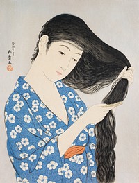 Woman Combing Her Hair by Goyo Hashiguchi. Original public domain image from Saint Louis Art Museum. Digitally enhanced by rawpixel.