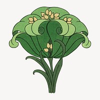 Vintage green flower illustration isolated design. Remixed by rawpixel.