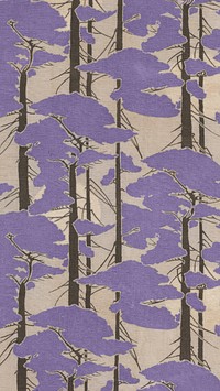 Japanese trees pattern mobile wallpaper. Remixed by rawpixel.