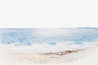 Beach watercolor border  illustration collage element psd. Remixed by rawpixel.