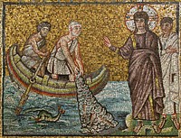 Miraculous Draught of Fishes (20th century) Roman mosaic artwork. Original public domain image from The MET Museum. Digitally enhanced by rawpixel.