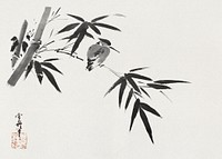 Kingfisher and Bamboo (19th century) botanical illustration by Sesshū Tōyō. Original public domain image from The MET Museum. Digitally enhanced by rawpixel.