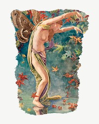 Butterfly fairy, vintage fantasy illustration by John La Farge psd.  Remixed by rawpixel. 