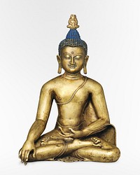 Buddha Shakyamuni (12th century) religion statue.  Original public domain image from The MET Museum. Digitally enhanced by rawpixel.