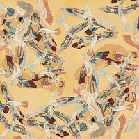 Egyptian flying ducks background, animal patterned design by William J. Palmer-Jones.  Remixed by rawpixel.