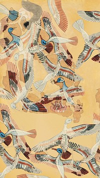 Egyptian flying ducks iPhone wallpaper, animal patterned design by William J. Palmer-Jones.  Remixed by rawpixel.