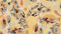 Egyptian flying ducks HD wallpaper, animal patterned design by William J. Palmer-Jones.  Remixed by rawpixel.